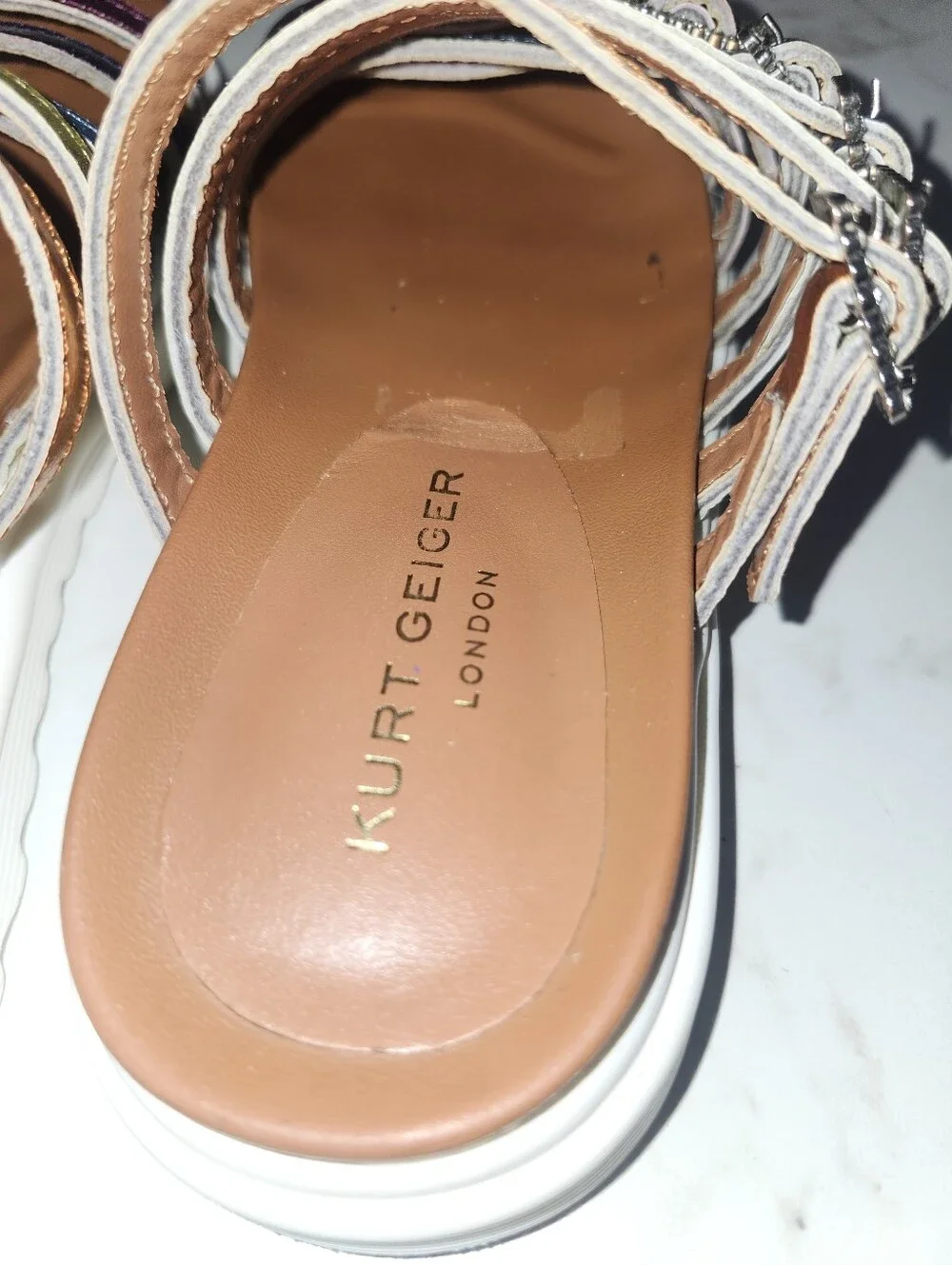Kurt Geiger London Multi-Strap Metallic Slide Sandals